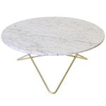 Tavolo O, ottone - marmo bianco