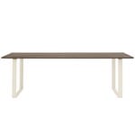 Dining tables, 70/70 table, 225 x 90 cm, solid smoked oak - sand, Beige