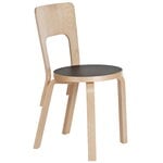 Dining chairs, Aalto chair 66, black linoleum, Black