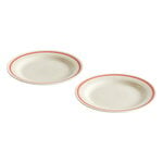 Plates, Sobremesa plate, 2 pcs, 18,5 cm, red, White