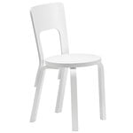 Ruokapöydän tuolit, Aalto tuoli 66, maalattu valkoinen, Valkoinen