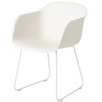 Ruokapöydän tuolit, Fiber tuoli käsinojilla, kelkkajalka, valkoinen, Valkoinen