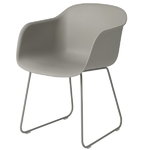 Dining chairs, Fiber armchair, sled base, grey, Grey