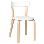 Chaises de salle à manger, Chaise Aalto 69, blanc, Blanc