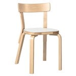 Ruokapöydän tuolit, Aalto tuoli 69, valkoinen laminaatti, Valkoinen