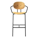 Bar stools & chairs, Piet Hein bar stool with armrest 75 cm, black - oiled oak, Black