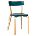 Dining chairs, Aalto chair 69, birch - petrol, Blue