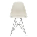 Dining chairs, Eames DSR chair, pebble - chrome - warm grey/ivory cushion, Beige