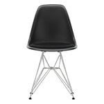 Eames DSR chair, deep black - chrome - nero cushion