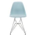 Ruokapöydän tuolit, Eames DSR tuoli, ice grey - kromi - ice blue/ivory pehmuste, Hopea