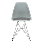 Dining chairs, Eames DSR chair, light grey - chrome - nero/ivory cushion, Grey