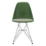 Eames DSR chair, forest - chrome - ivory/forest cushion