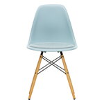 Eames DSW chair, ice grey - maple - ice blue/ivory cushion