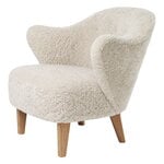 Fauteuils, Fauteuil lounge Ingeborg, peau de mouton Moonlight - chêne nat., Blanc