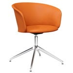 Kendo swivel chair, cognac leather - polished aluminium