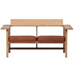 Sofas, MC10 Clerici 2-seater bench, oak - light brown leather, Brown
