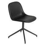 Office chairs, Fiber side chair, swivel base, black leather, Black