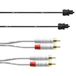 RCA/Toslink cable set for subwoofer, 6 m, white - black