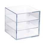Boîtes de rangement, Boîte à 3 tiroirs, transparent, Transparent