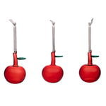 Glass objects, Glass apple, 3 pcs, red, Red