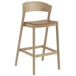 Bar stools & chairs, Cover bar stool 75 cm, oak - cognac leather, Brown