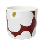 Oiva - Unikko coffee cup w/o handle, 2 pcs, wine red-grey-olive Oiva - Unikko coffee cup w/o handle, 2 pcs, wine red-grey-olive
