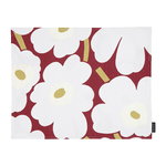 Pieni Unikko coated placemat, dark red - light grey - off white Pieni Unikko coated placemat, dark red - light grey - off white