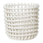Platters & bowls, Ceramic basket,  XL, off-white, White
