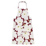 Marimekko Pieni Unikko apron, dark red - light grey - off white