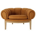 Croissant lounge chair, oiled oak - Chamois Cuoio 1708