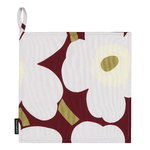 Marimekko Pieni Unikko potholder, dark red - light grey - off white