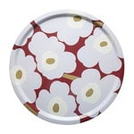 Marimekko Pieni Unikko tray, dark red - light grey - off white