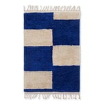 Tappeti in lana, Tappeto annodato Mara, S, blu - bianco naturale, Bianco