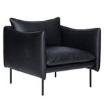 Armchairs & lounge chairs, Tiki armchair, large, black steel - black Elmosoft leather, Black