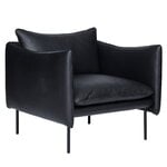 Fauteuils, Fauteuil Tiki, grand modèle, acier noir - cuir noir Elmosoft, Noir