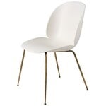 Dining chairs, Beetle chair, antique brass - alabaster white, White