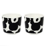 Tasses et mugs, Tasse à café Oiva Unikko sans anse - 2 pièces, blanc - noir, Noir et blanc