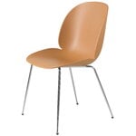 Dining chairs, Beetle chair, chrome - amber brown, Brown