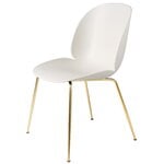 Dining chairs, Beetle chair, brass semi matt - alabaster white, White