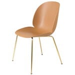 Dining chairs, Beetle chair, brass semi matt - amber brown, Brown