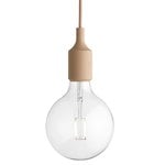 Pendant lamps, E27 LED socket lamp, beige rose, without canopy, Beige
