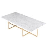 Ninety table, large, white marble - brass