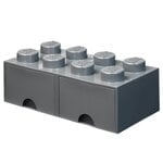 Säilyttimet, Lego Brick Drawer 8 säilytyslaatikko, tummanharmaa, Harmaa