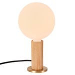 Knuckle table lamp with Sphere IV bulb, oak