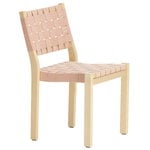 Dining chairs, Aalto chair 611, birch - natural/red webbing, Natural