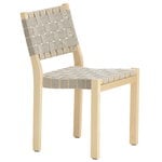 Dining chairs, Aalto chair 611, birch - natural/black webbing, Natural