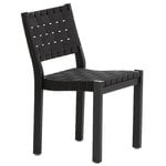 Ruokapöydän tuolit, Aalto tuoli 611, musta - musta satulavyö, Musta
