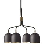 Pendant lamps, Howard chandelier, 4 arms, short, gunmetal brass, Black