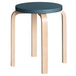 Hocker, Aalto Hocker E60, blau/Birke, Blau