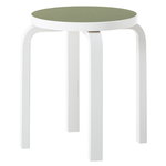 Aalto stool E60, stone white - olive linoleum Aalto stool E60, stone white - olive linoleum